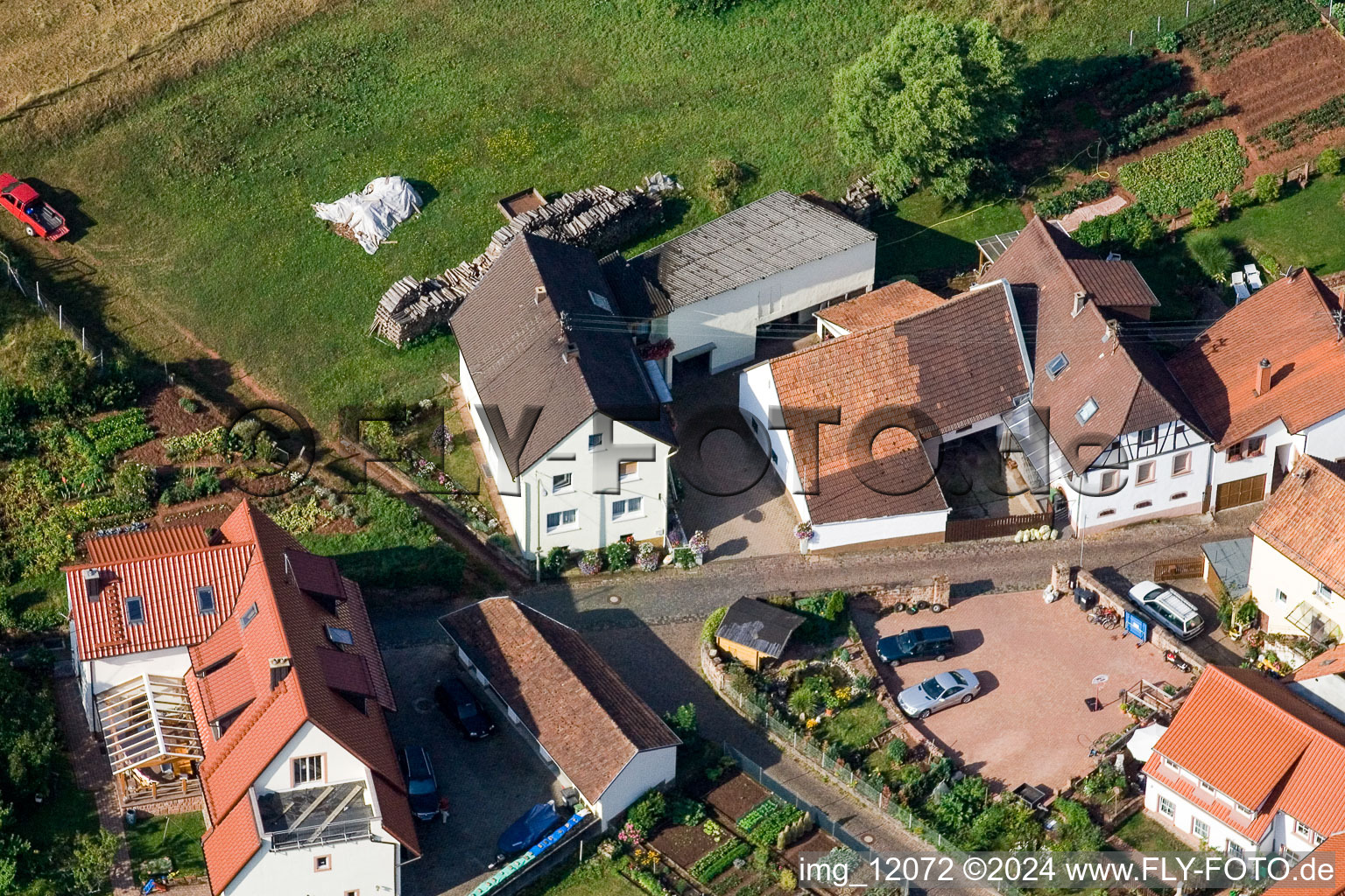 Drone recording of District Gräfenhausen in Annweiler am Trifels in the state Rhineland-Palatinate, Germany