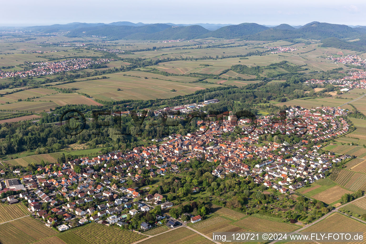 Oblique view of District Nußdorf in Landau in der Pfalz in the state Rhineland-Palatinate, Germany