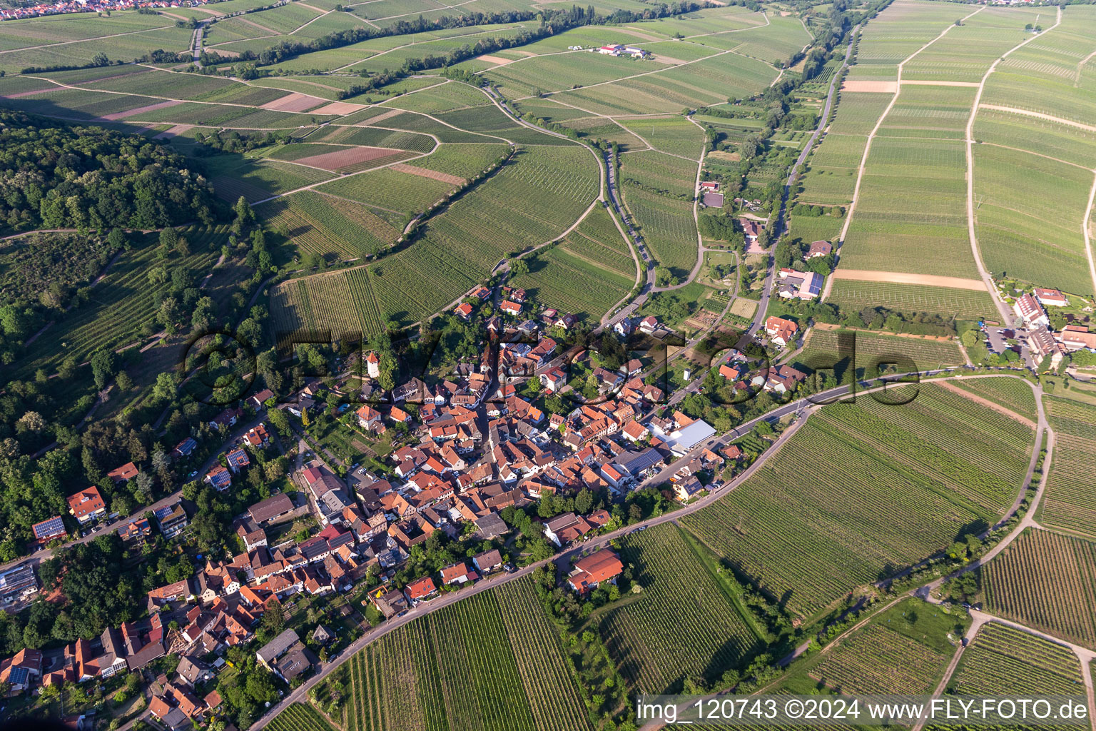 Aerial photograpy of Leinsweiler in the state Rhineland-Palatinate, Germany