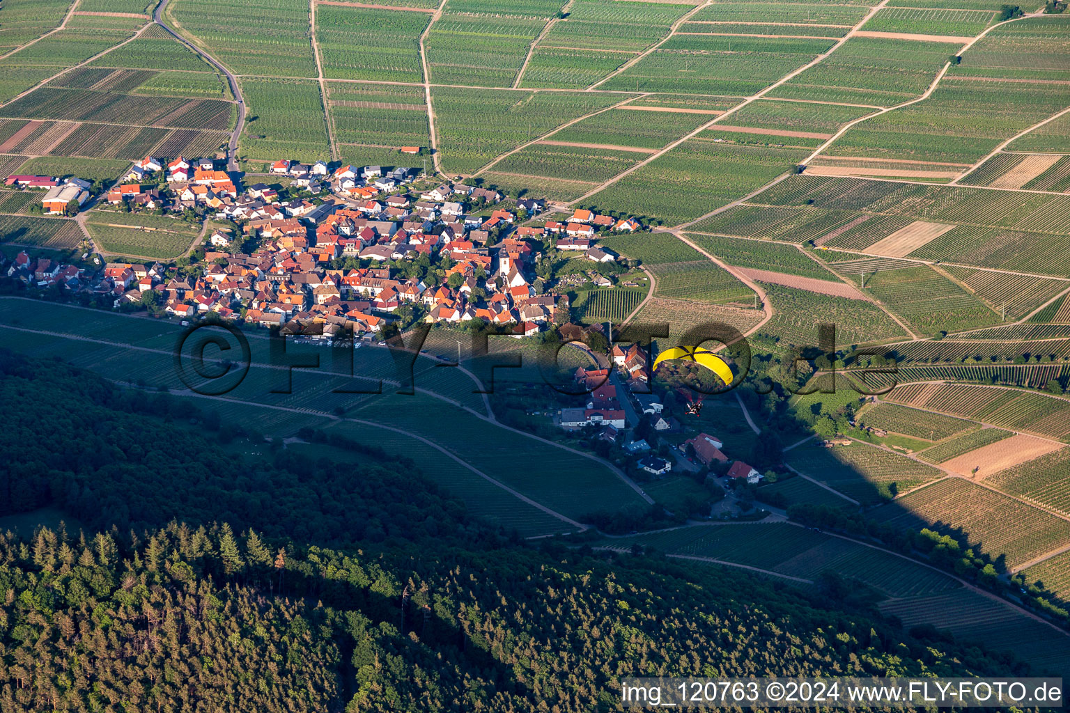 Weyher in der Pfalz in the state Rhineland-Palatinate, Germany viewn from the air