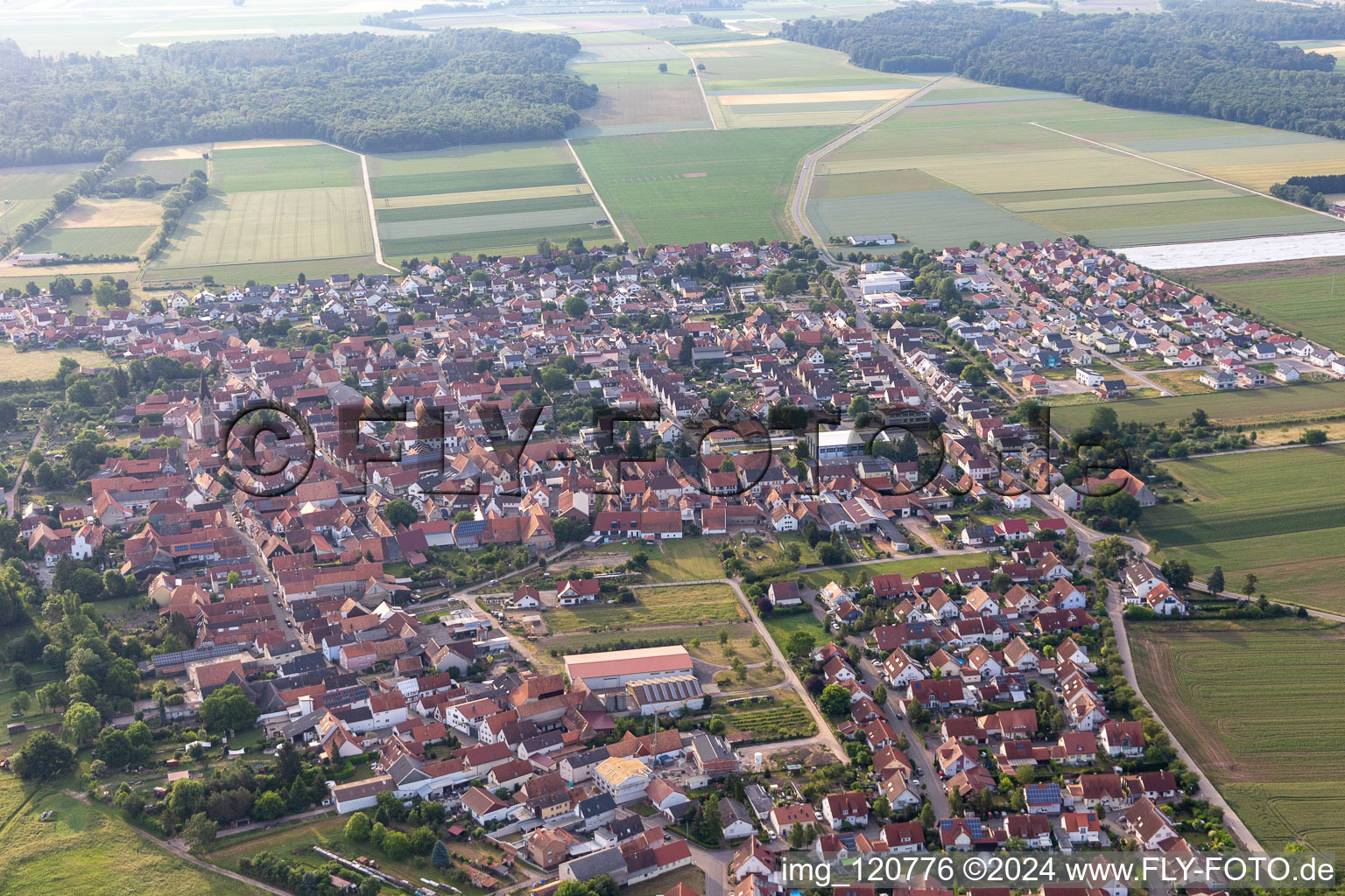 Steinweiler in the state Rhineland-Palatinate, Germany from the plane