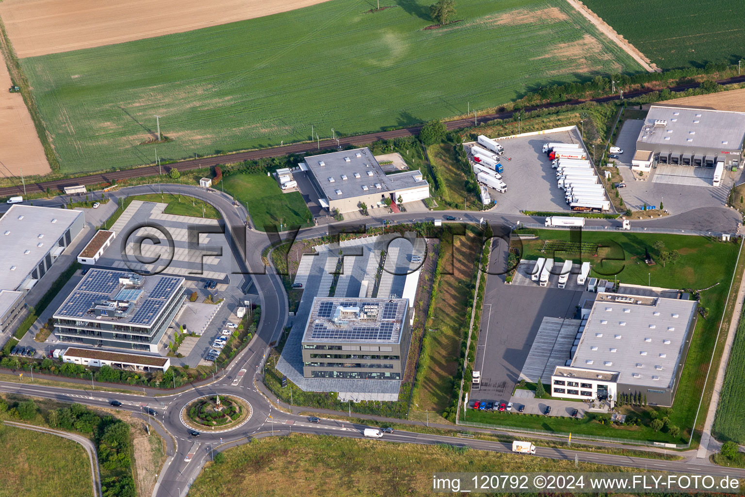 Aerial photograpy of Industrial area north in Rülzheim in the state Rhineland-Palatinate, Germany