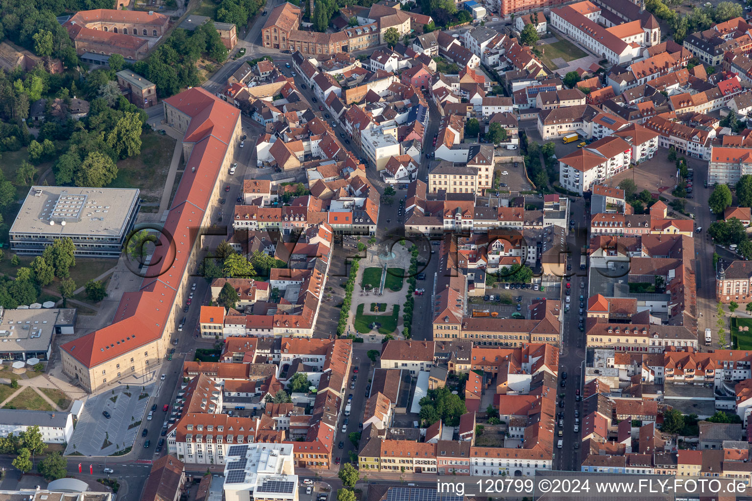 Aerial view of University campus FTSK in Germersheim in the state Rhineland-Palatinate, Germany