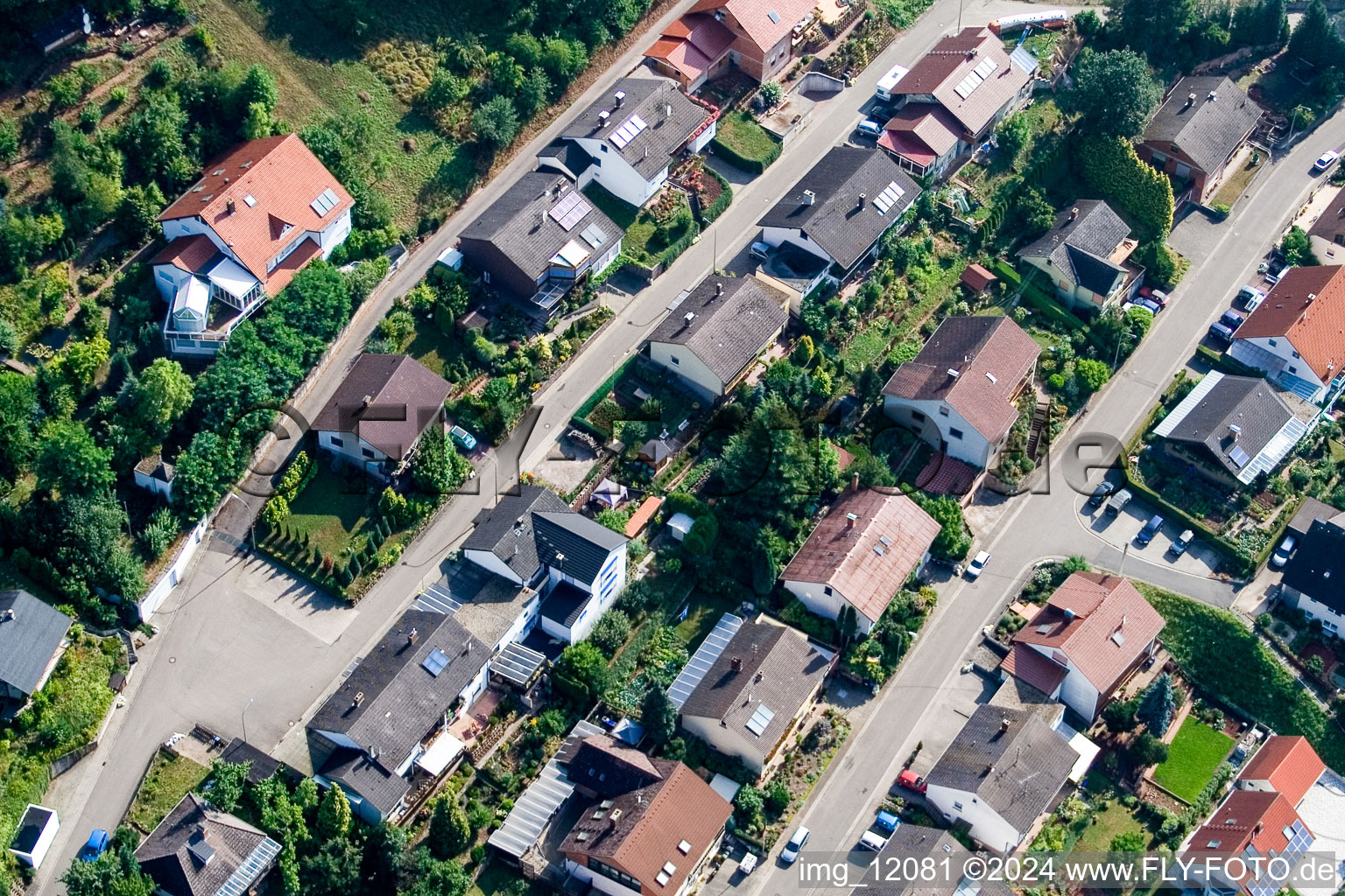 District Gräfenhausen in Annweiler am Trifels in the state Rhineland-Palatinate, Germany from above