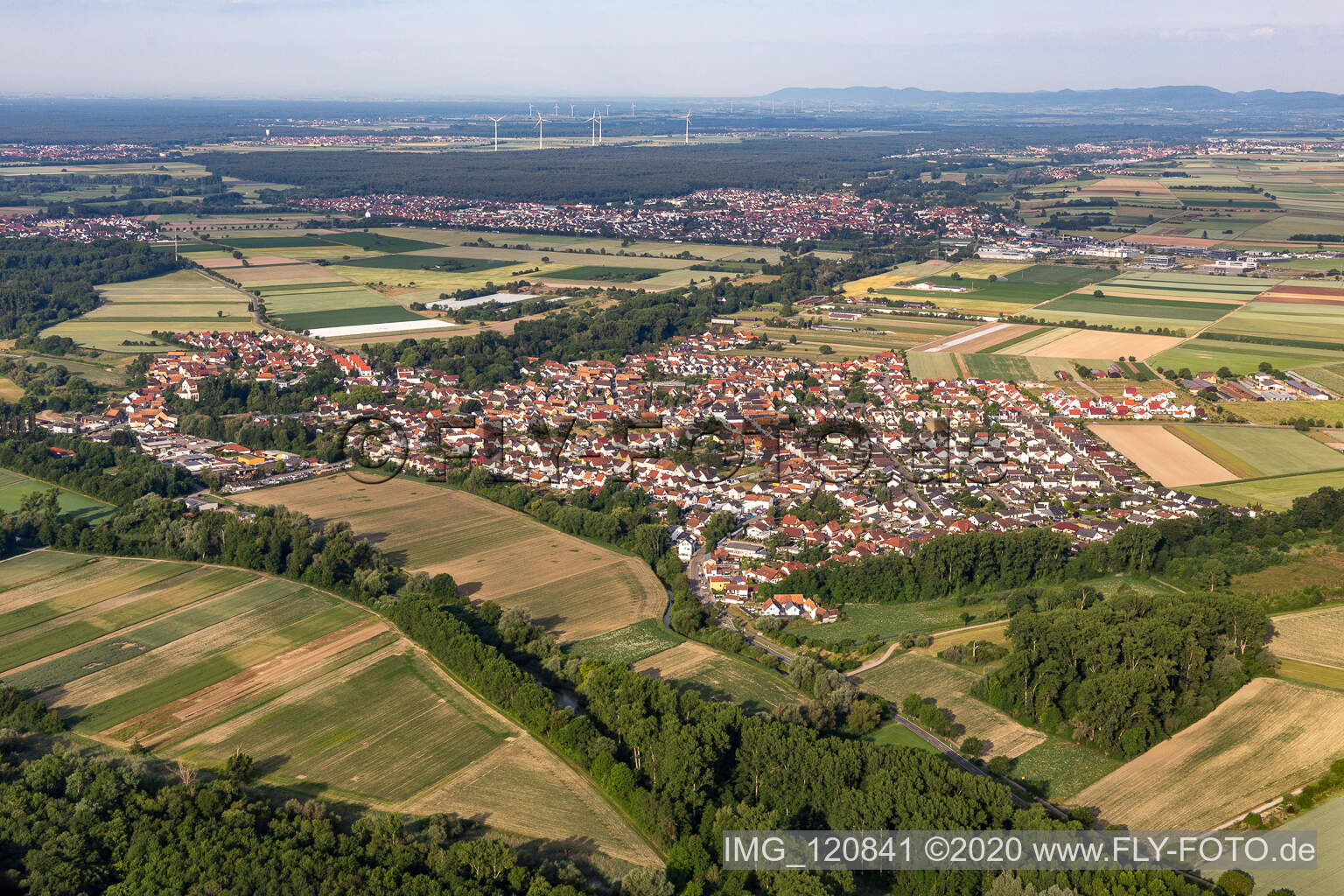 Aerial view of Hördt in the state Rhineland-Palatinate, Germany