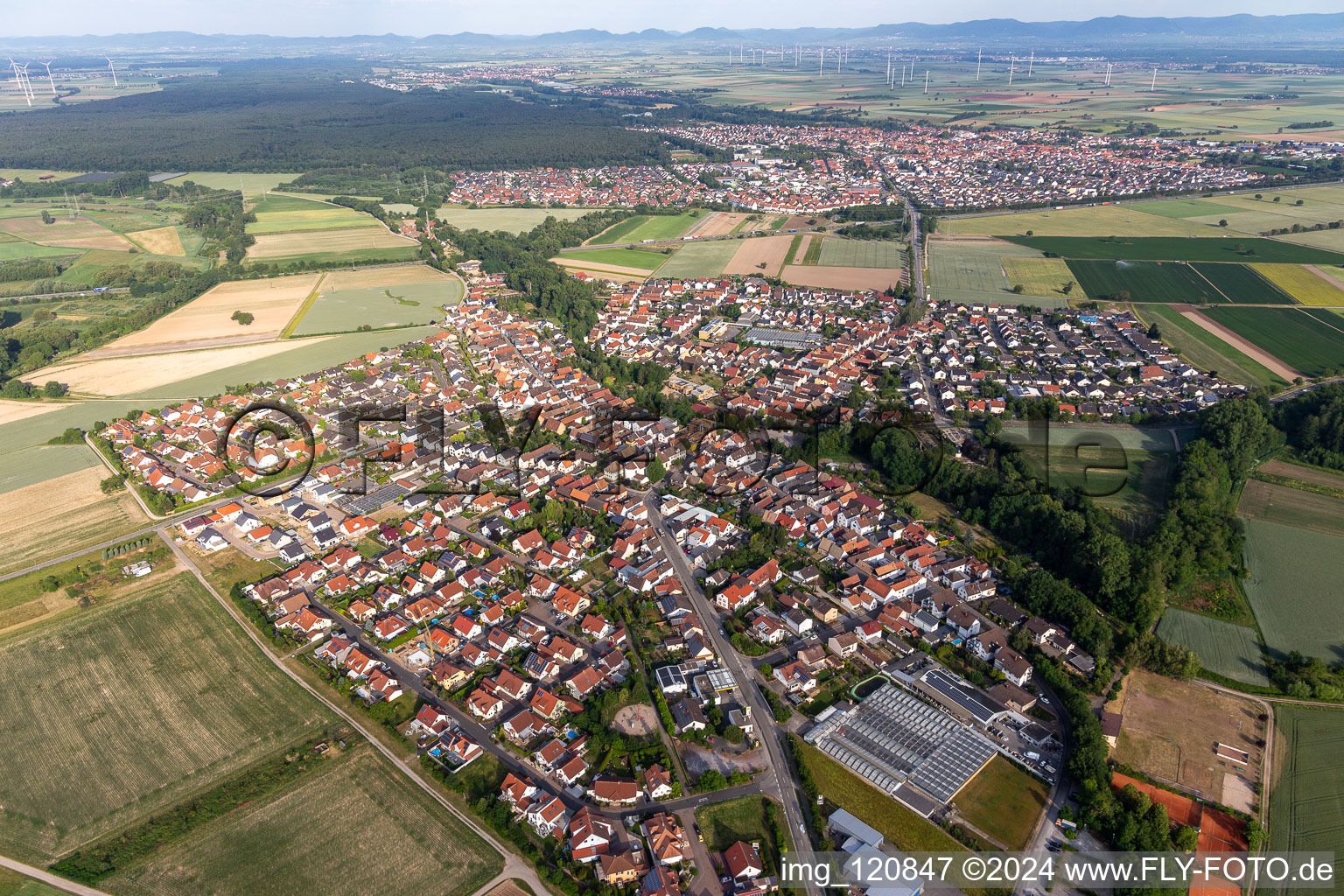 Aerial view of Kuhardt in the state Rhineland-Palatinate, Germany