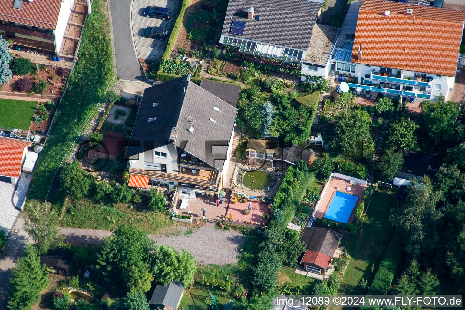 District Gräfenhausen in Annweiler am Trifels in the state Rhineland-Palatinate, Germany seen from above