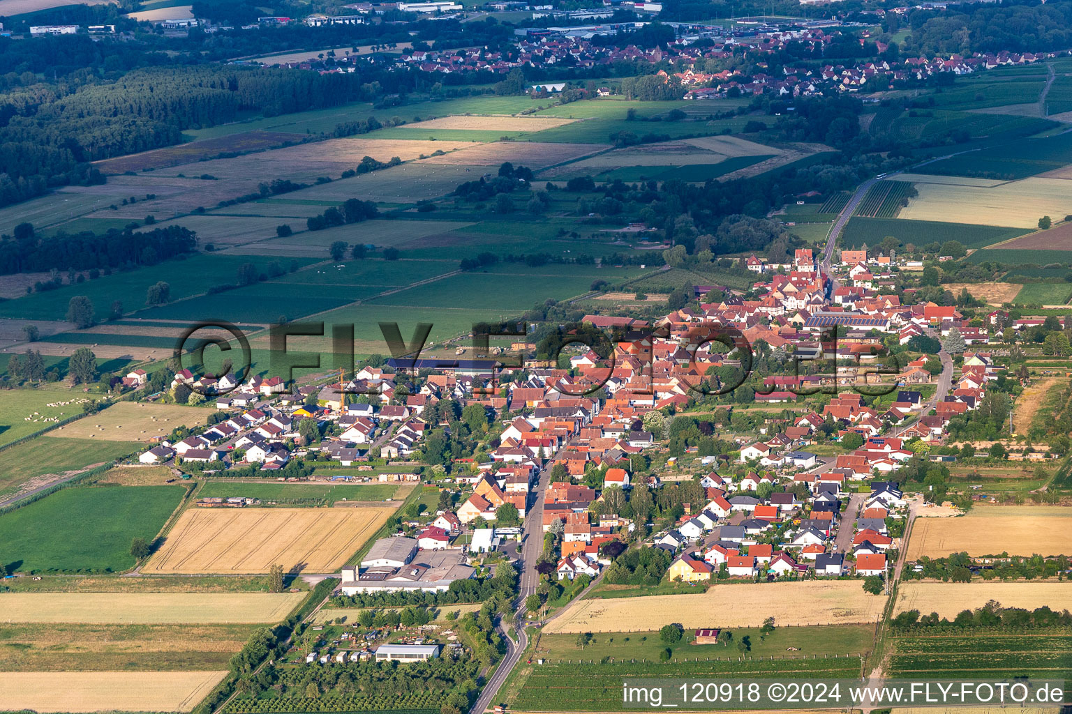 Schweighofen in the state Rhineland-Palatinate, Germany from the plane