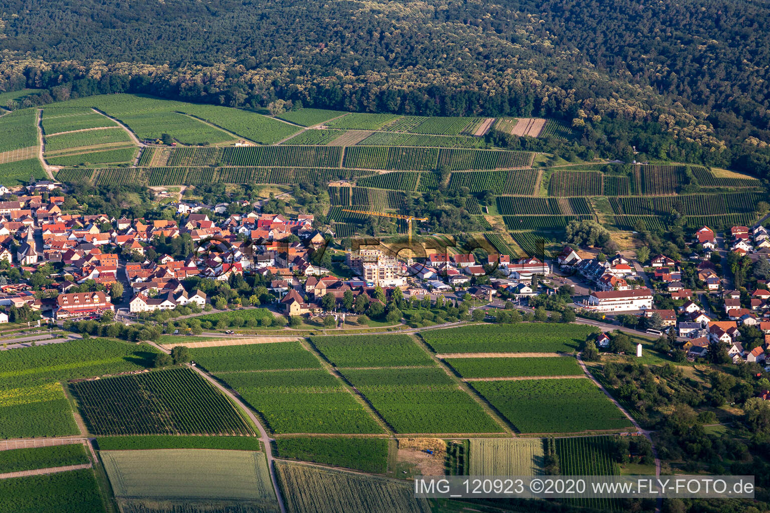 Aerial photograpy of District Schweigen in Schweigen-Rechtenbach in the state Rhineland-Palatinate, Germany