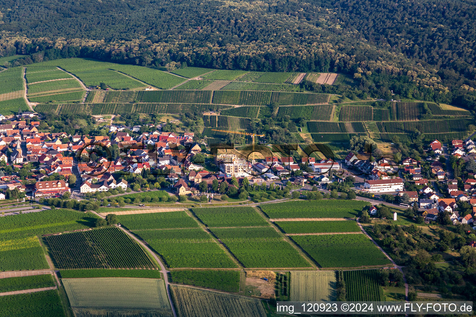 Aerial photograpy of District Schweigen in Schweigen-Rechtenbach in the state Rhineland-Palatinate, Germany