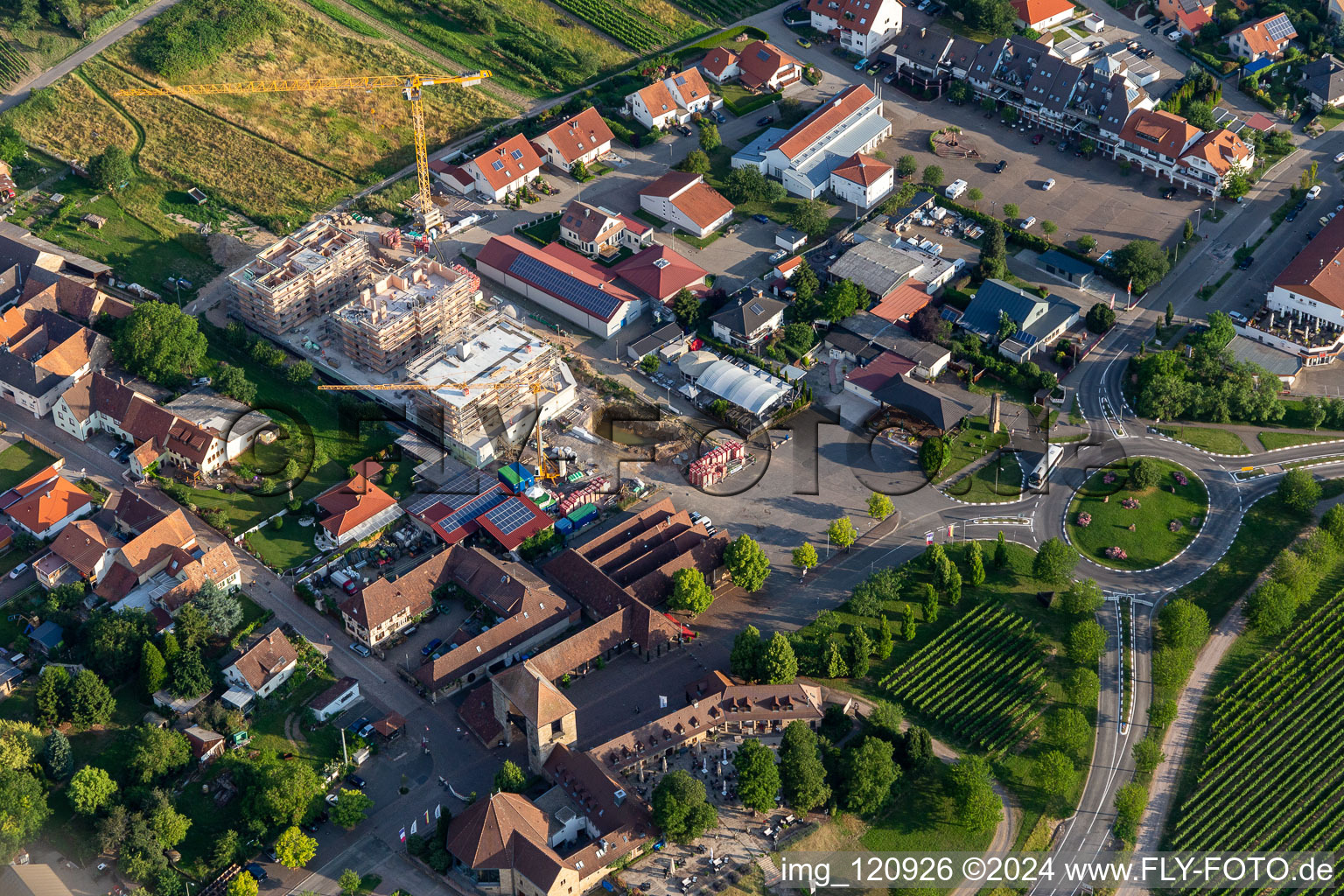 Oblique view of District Schweigen in Schweigen-Rechtenbach in the state Rhineland-Palatinate, Germany