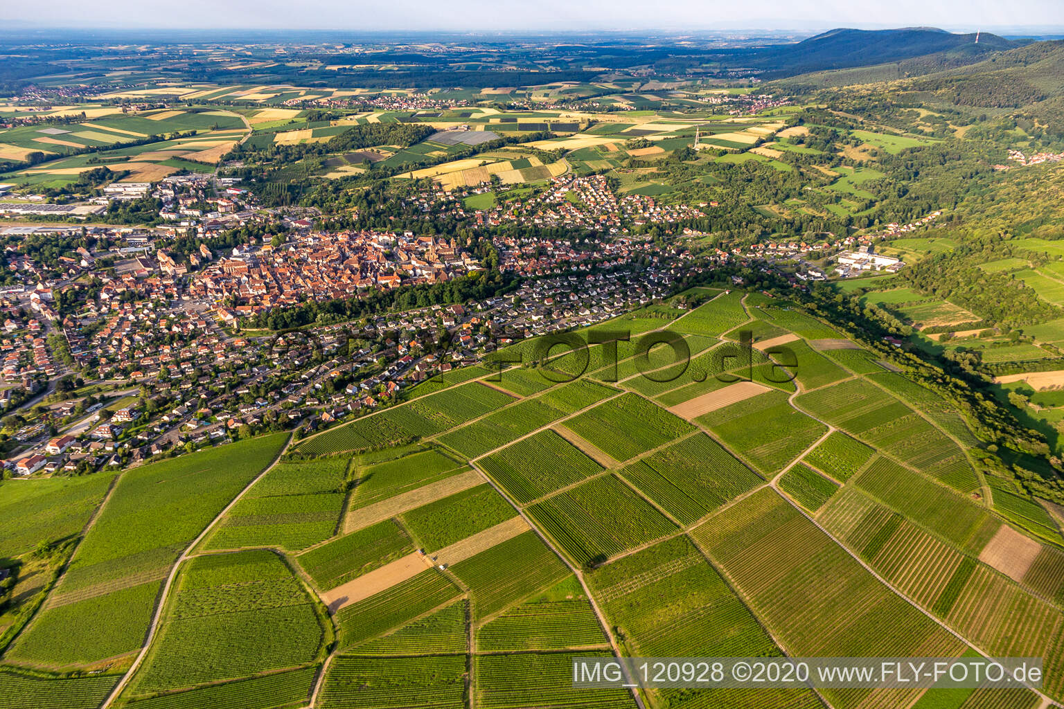 Wissembourg in the state Bas-Rhin, France from a drone
