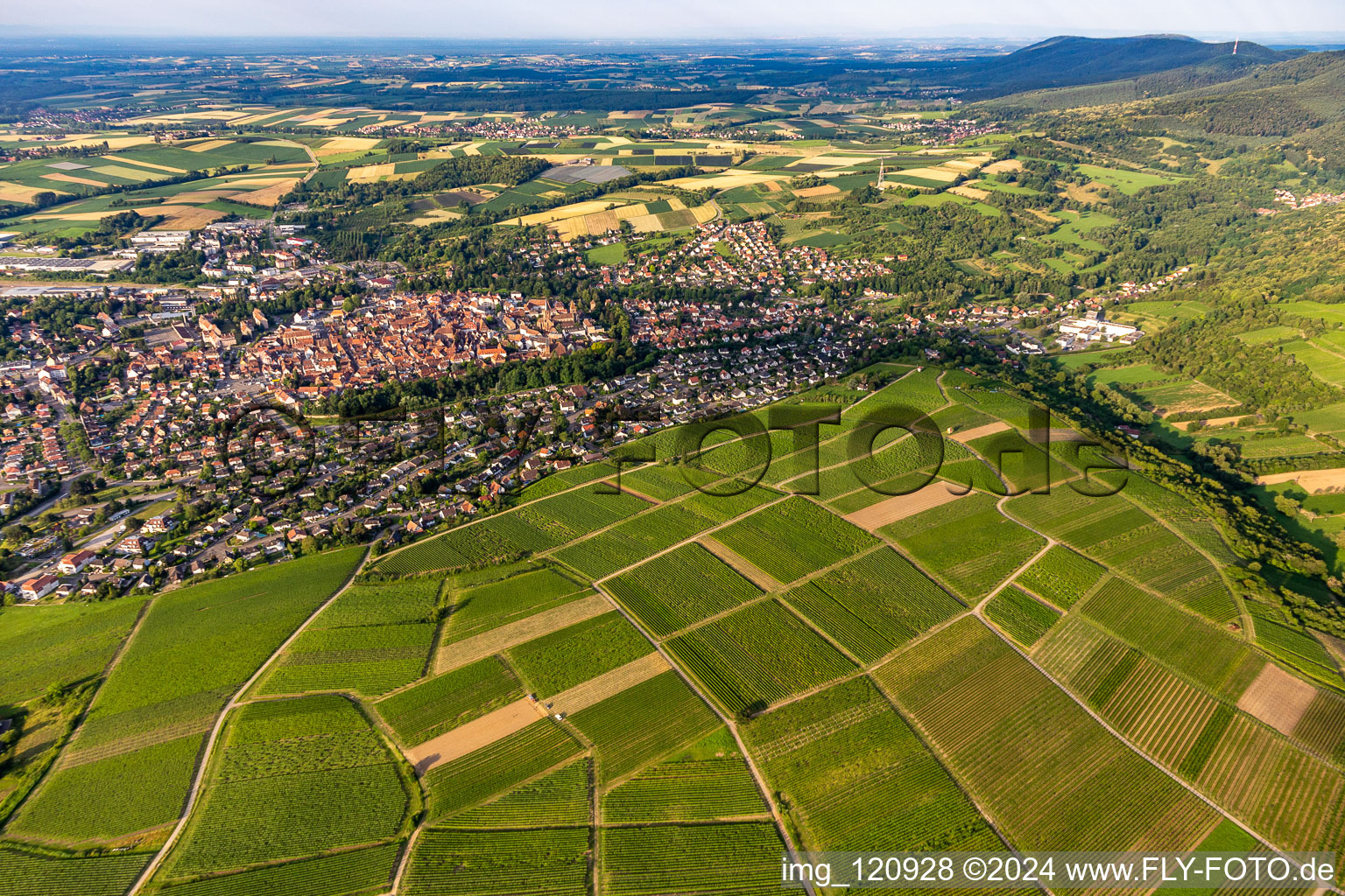 Wissembourg in the state Bas-Rhin, France from a drone