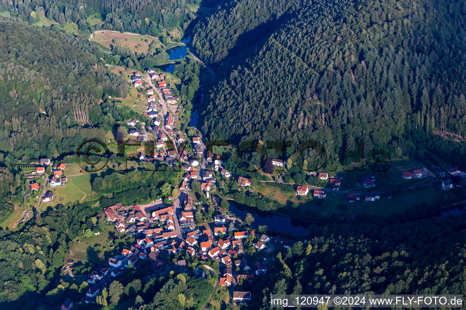 Oblique view of Schönau in the state Rhineland-Palatinate, Germany