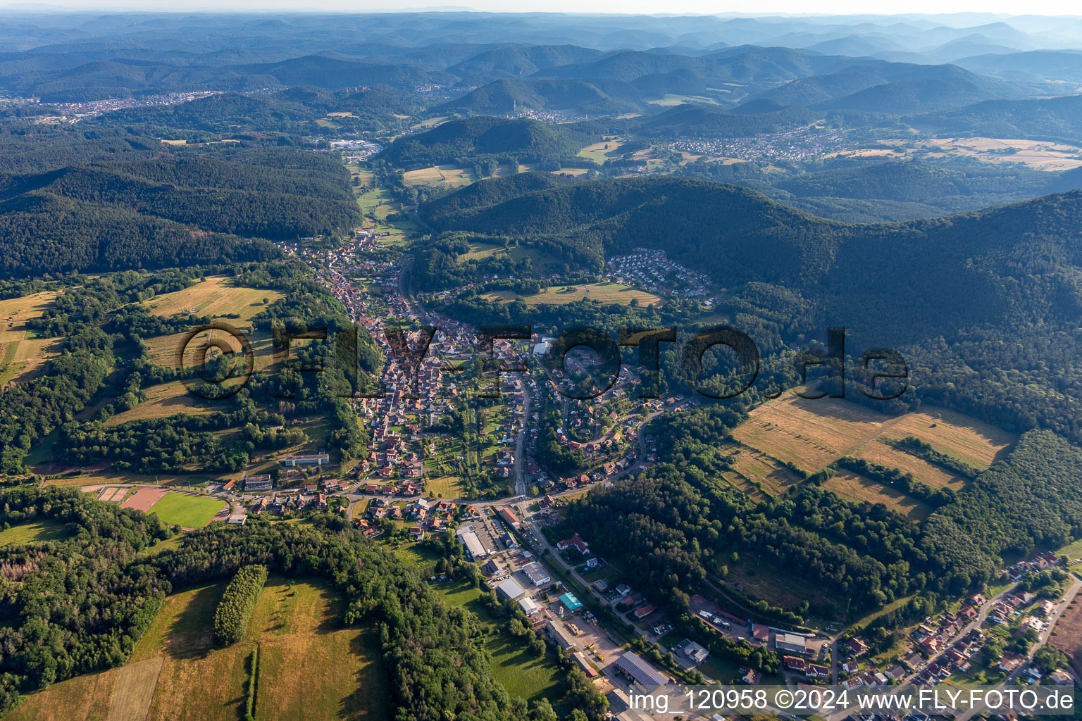 Bruchweiler-Bärenbach in the state Rhineland-Palatinate, Germany seen from above