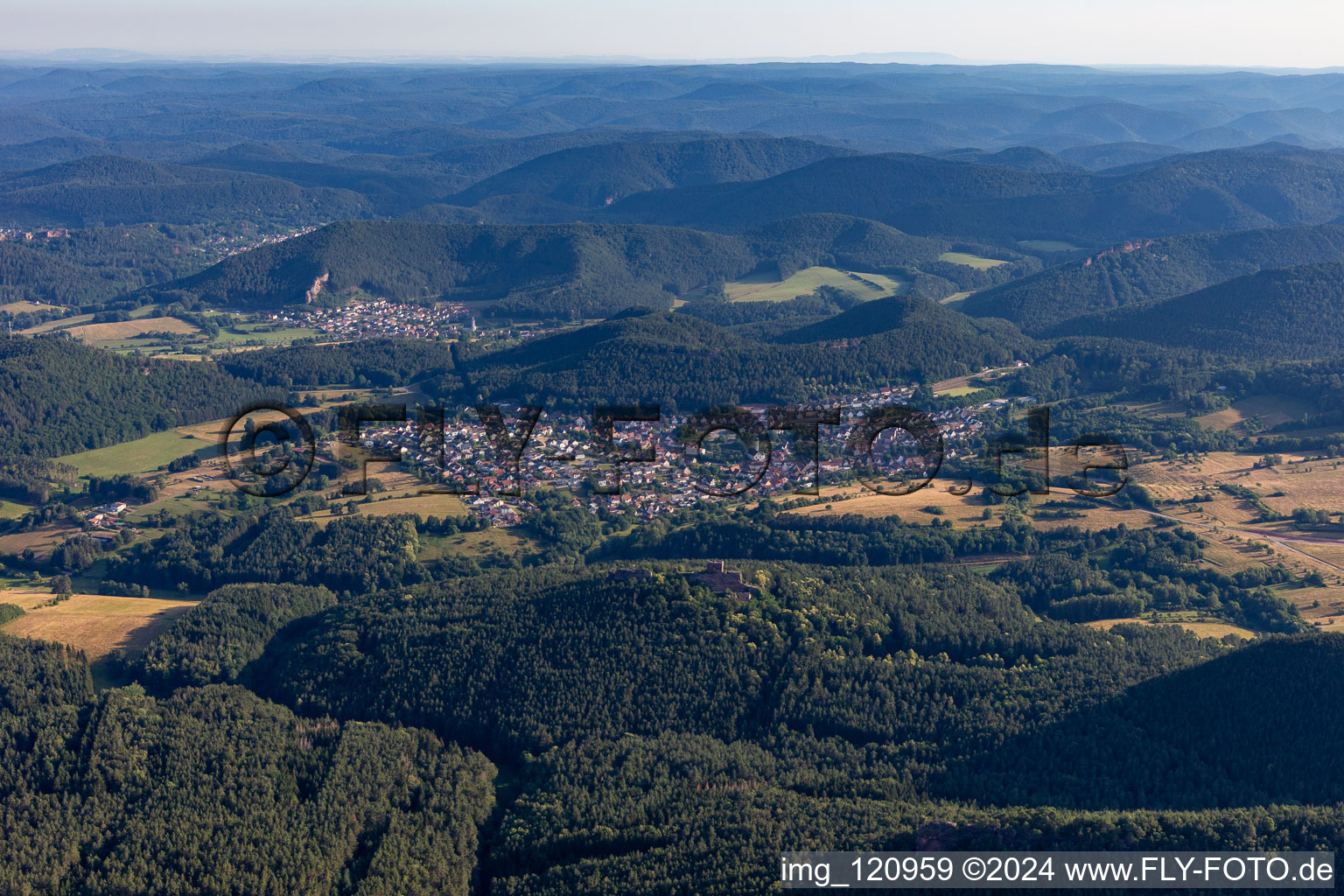 Busenberg in the state Rhineland-Palatinate, Germany seen from above