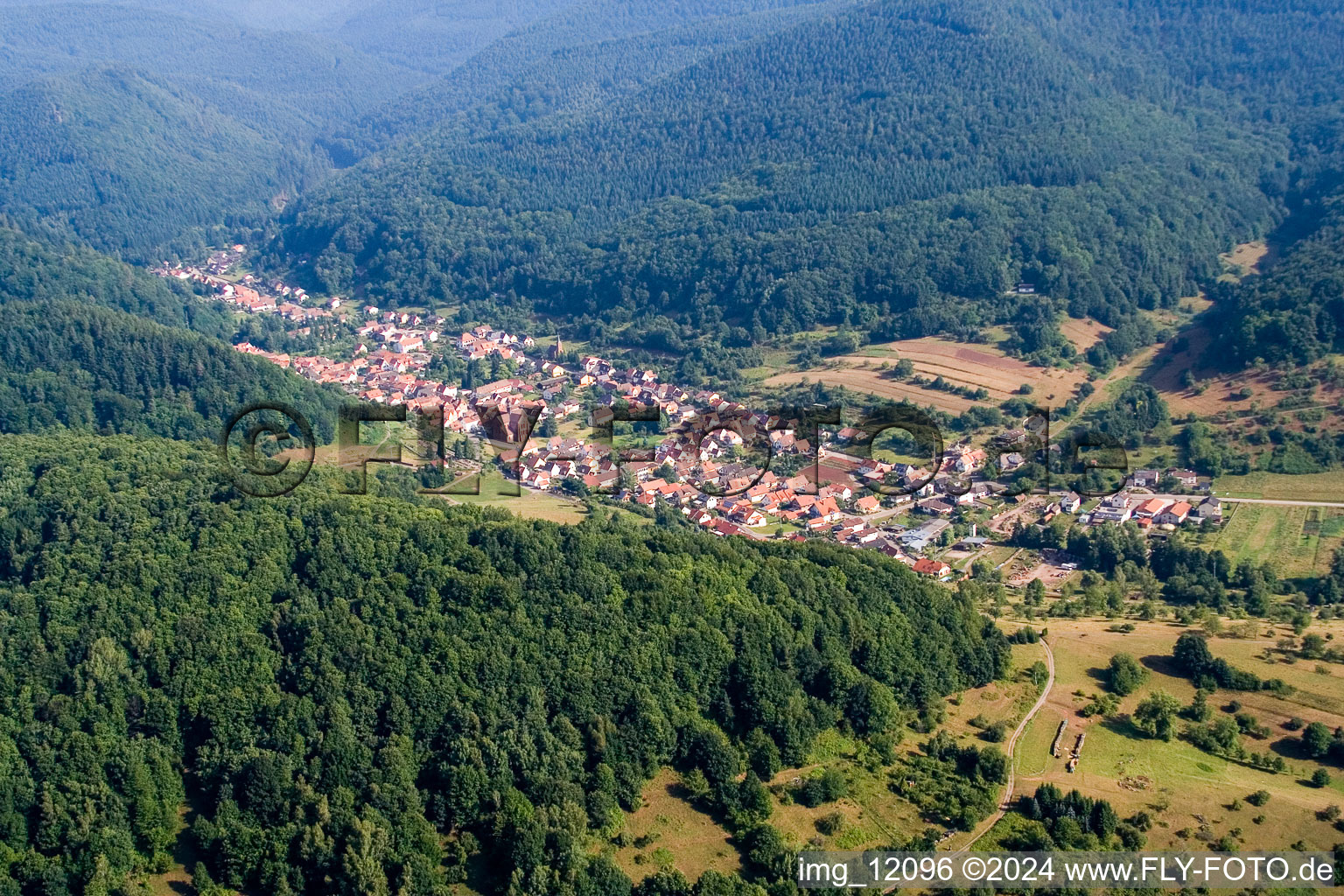 Aerial photograpy of Eußerthal in the state Rhineland-Palatinate, Germany