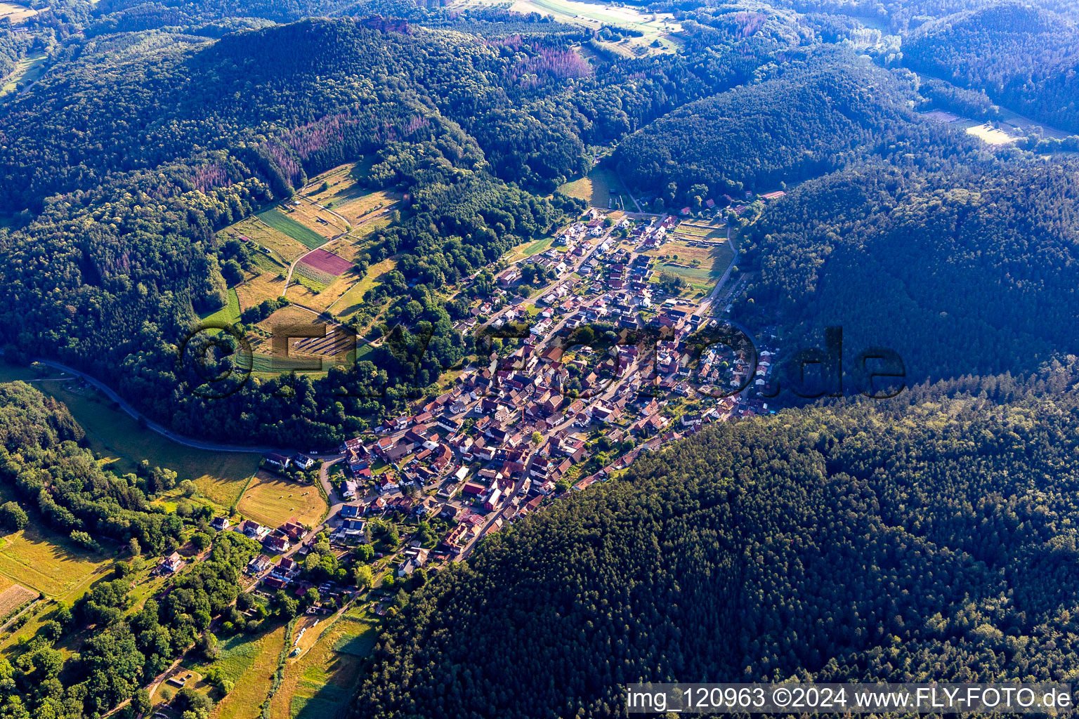 Vorderweidenthal in the state Rhineland-Palatinate, Germany viewn from the air