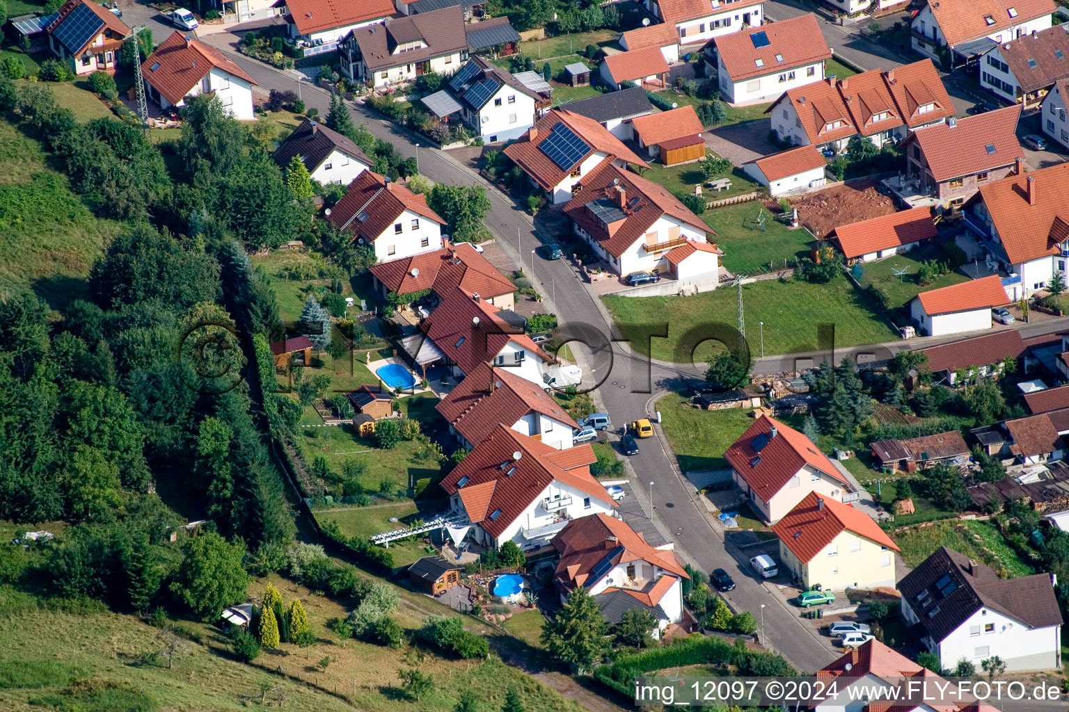 Oblique view of Eußerthal in the state Rhineland-Palatinate, Germany