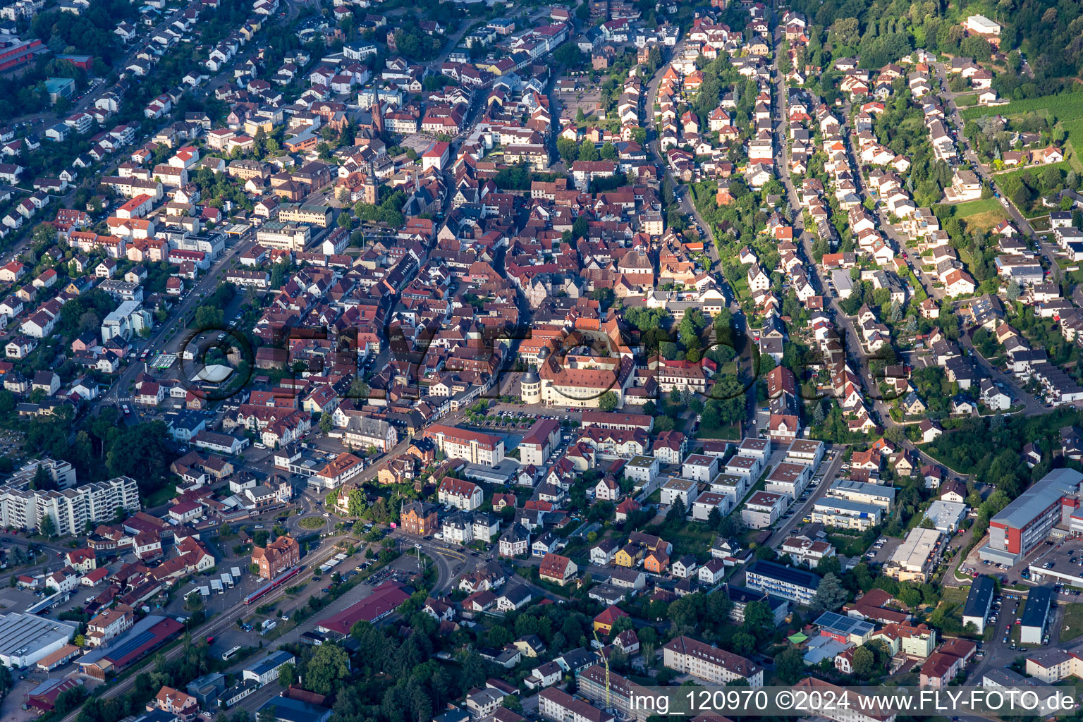 Bad Bergzabern in the state Rhineland-Palatinate, Germany seen from above