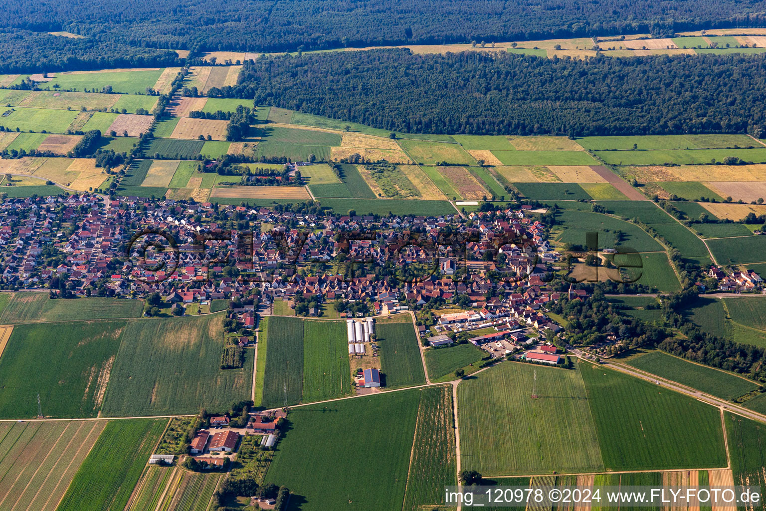 Minfeld in the state Rhineland-Palatinate, Germany viewn from the air