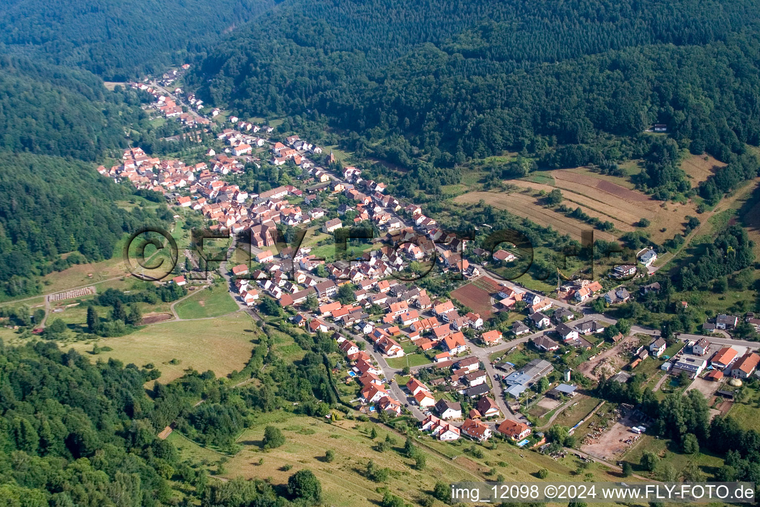 Eußerthal in the state Rhineland-Palatinate, Germany from above