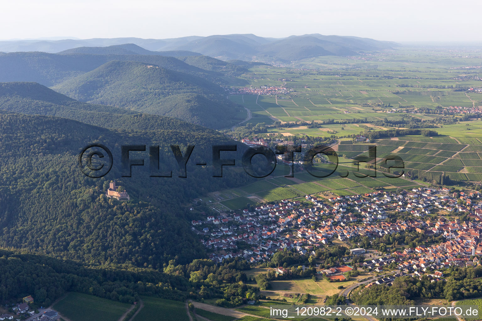 Klingenmünster in the state Rhineland-Palatinate, Germany from the drone perspective