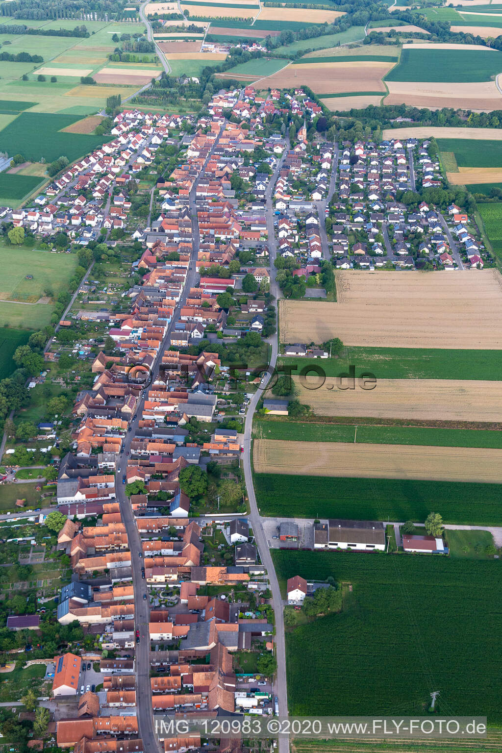 Oblique view of Freckenfeld in the state Rhineland-Palatinate, Germany