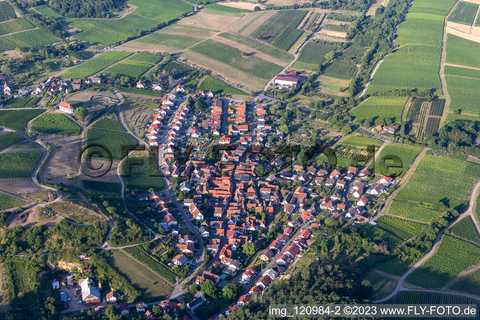 Drone image of District Gleishorbach in Gleiszellen-Gleishorbach in the state Rhineland-Palatinate, Germany
