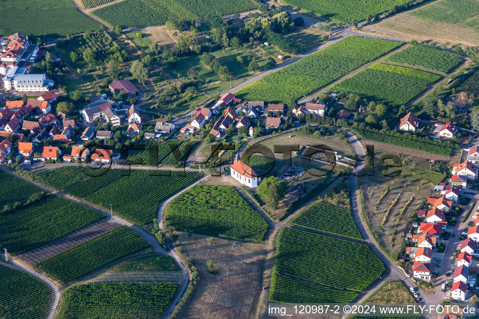 St. Dionysius Chapel in the district Gleiszellen in Gleiszellen-Gleishorbach in the state Rhineland-Palatinate, Germany out of the air