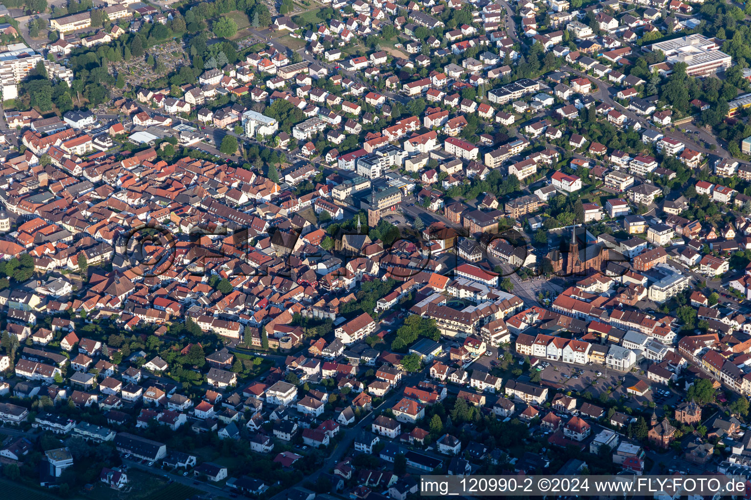 Bad Bergzabern in the state Rhineland-Palatinate, Germany from the plane