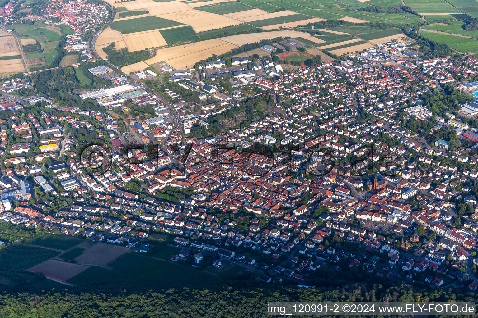 Bird's eye view of Bad Bergzabern in the state Rhineland-Palatinate, Germany