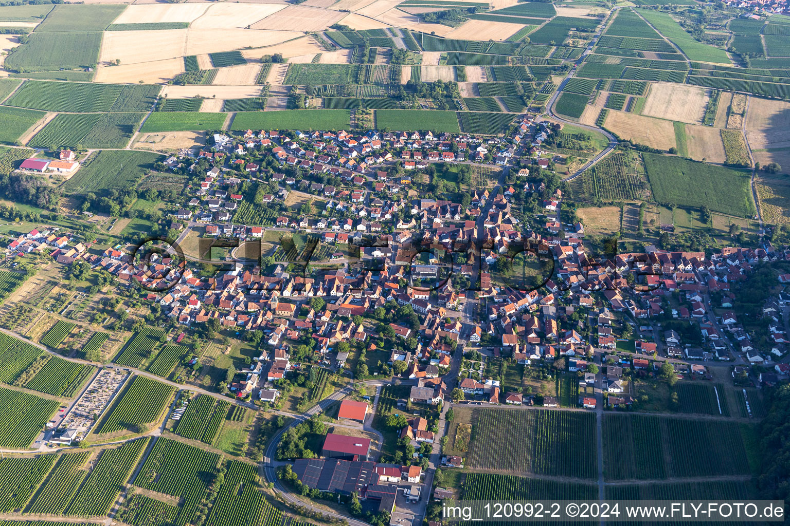 Drone image of Oberotterbach in the state Rhineland-Palatinate, Germany