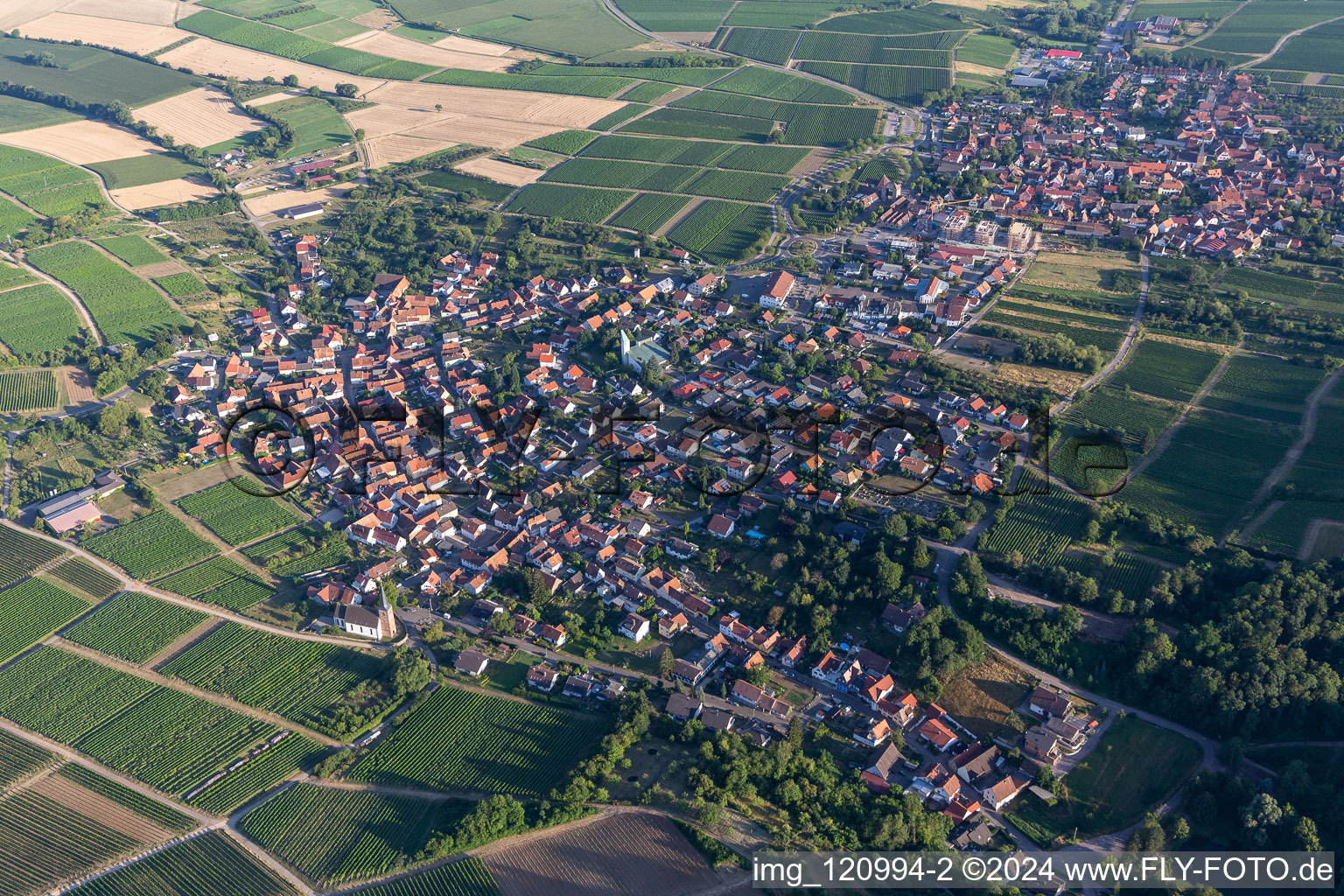 Oberotterbach in the state Rhineland-Palatinate, Germany from the drone perspective