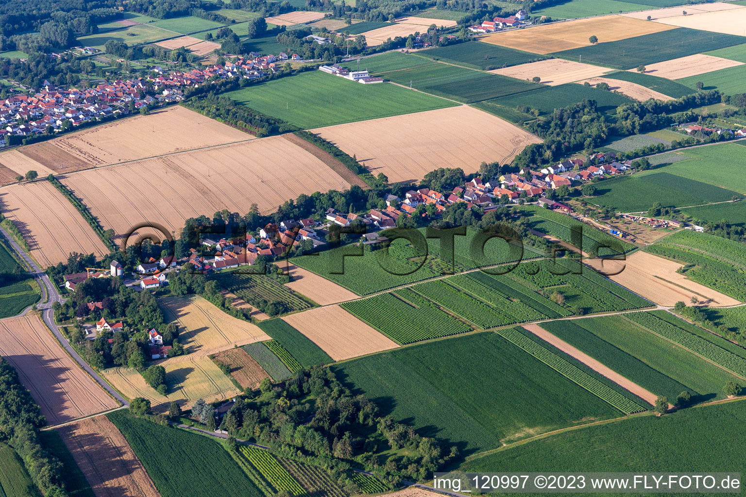 Aerial view of Vollmersweiler in the state Rhineland-Palatinate, Germany