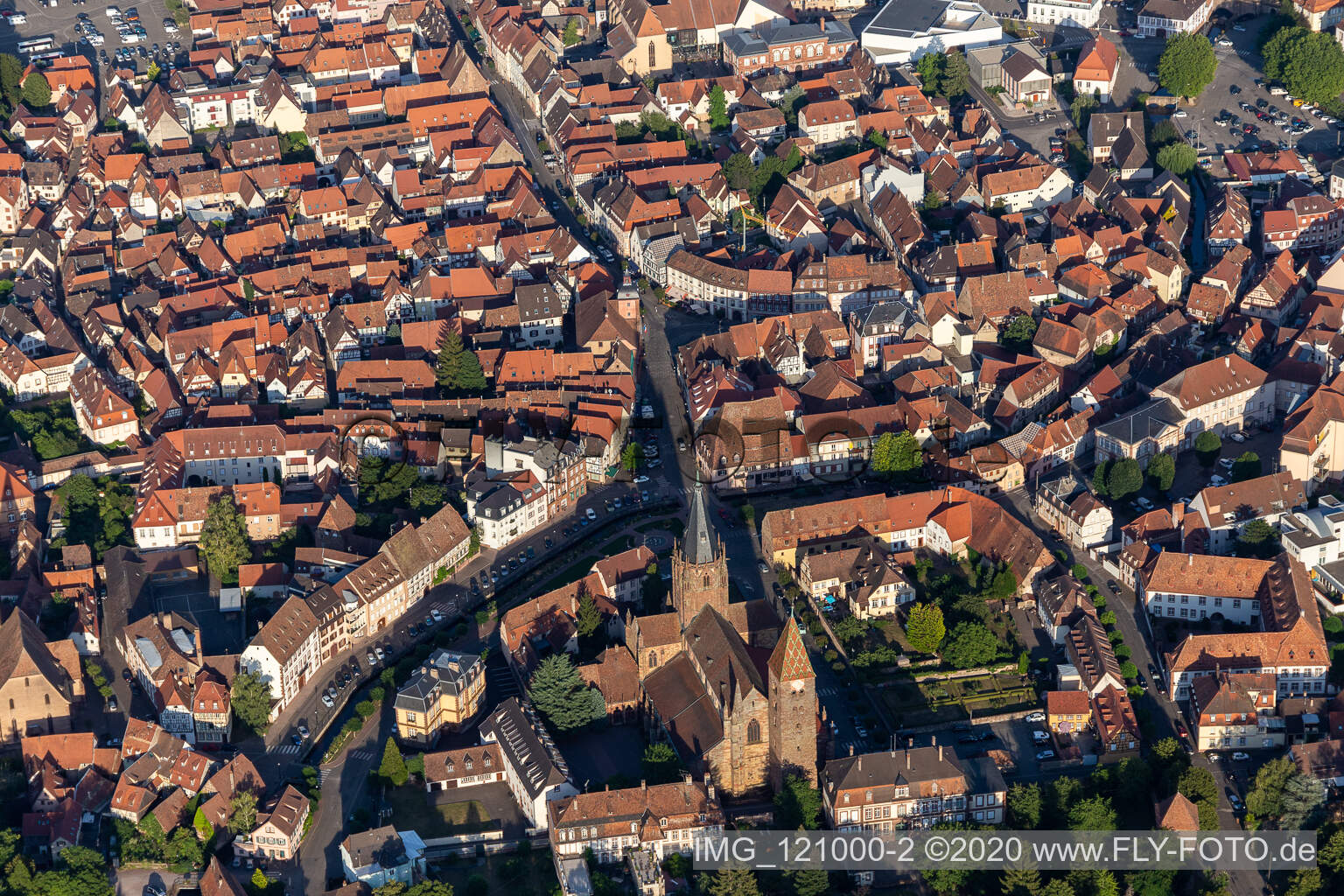 Aerial view of Wissembourg in the state Bas-Rhin, France
