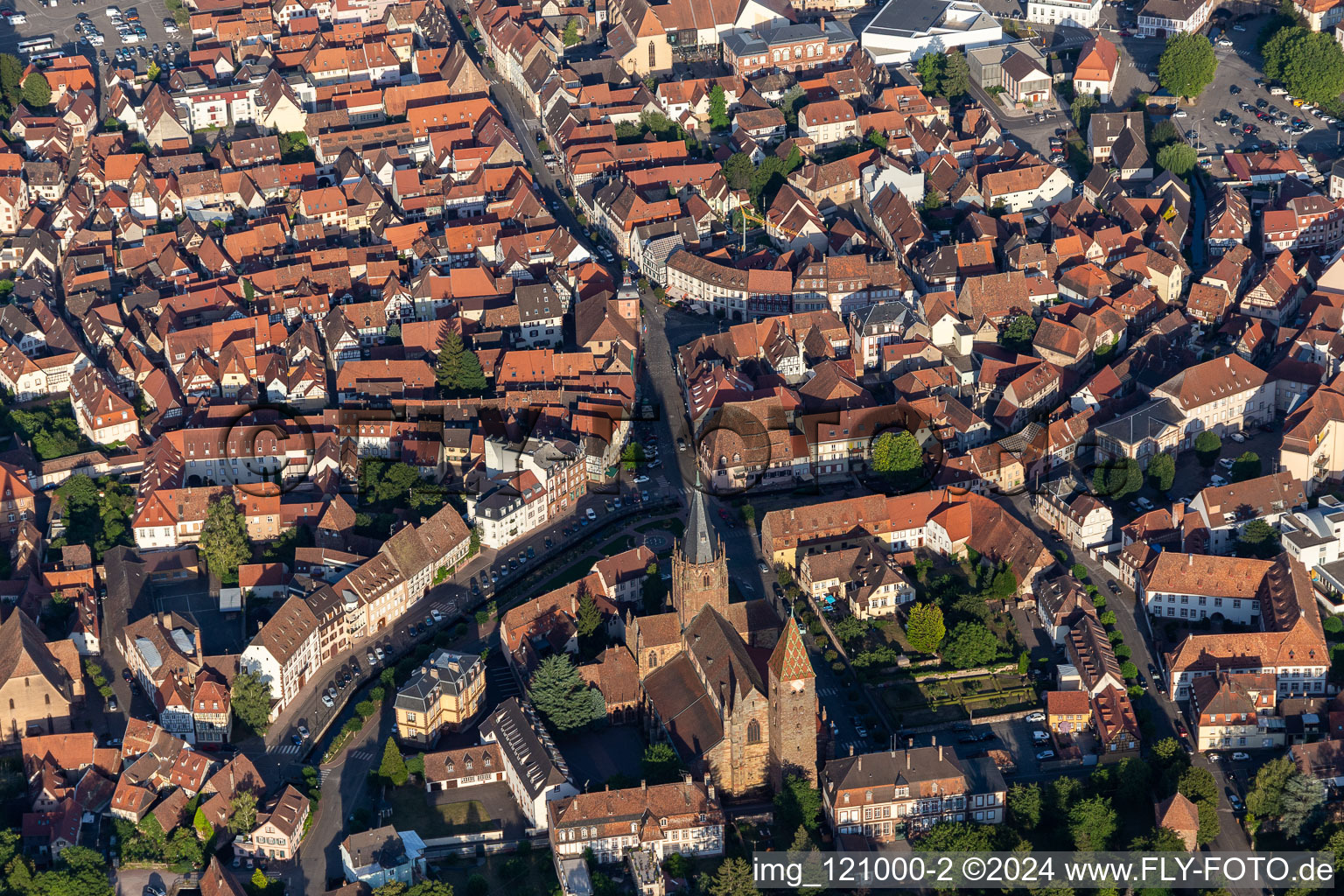 Aerial view of Wissembourg in the state Bas-Rhin, France