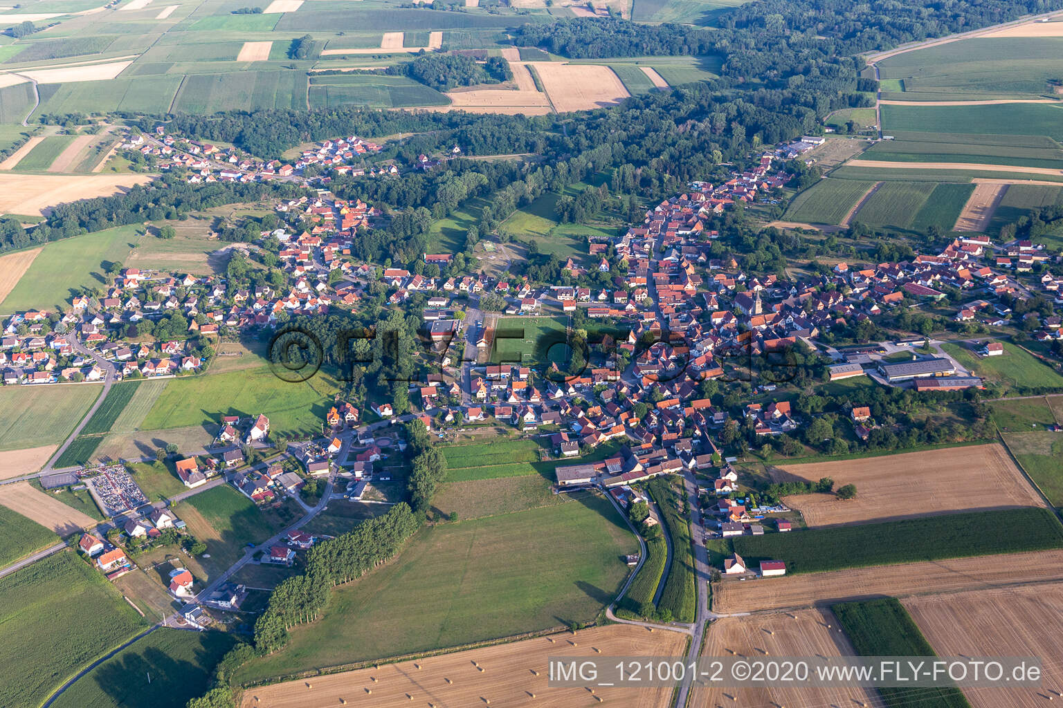 Riedseltz in the state Bas-Rhin, France from above
