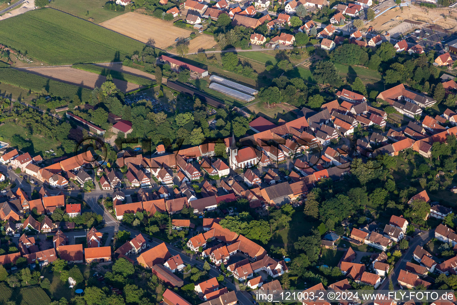 Bird's eye view of Seebach in the state Bas-Rhin, France