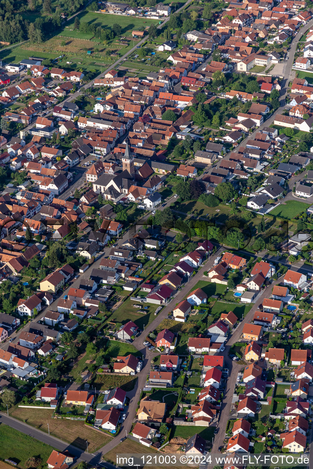 District Schaidt in Wörth am Rhein in the state Rhineland-Palatinate, Germany from above