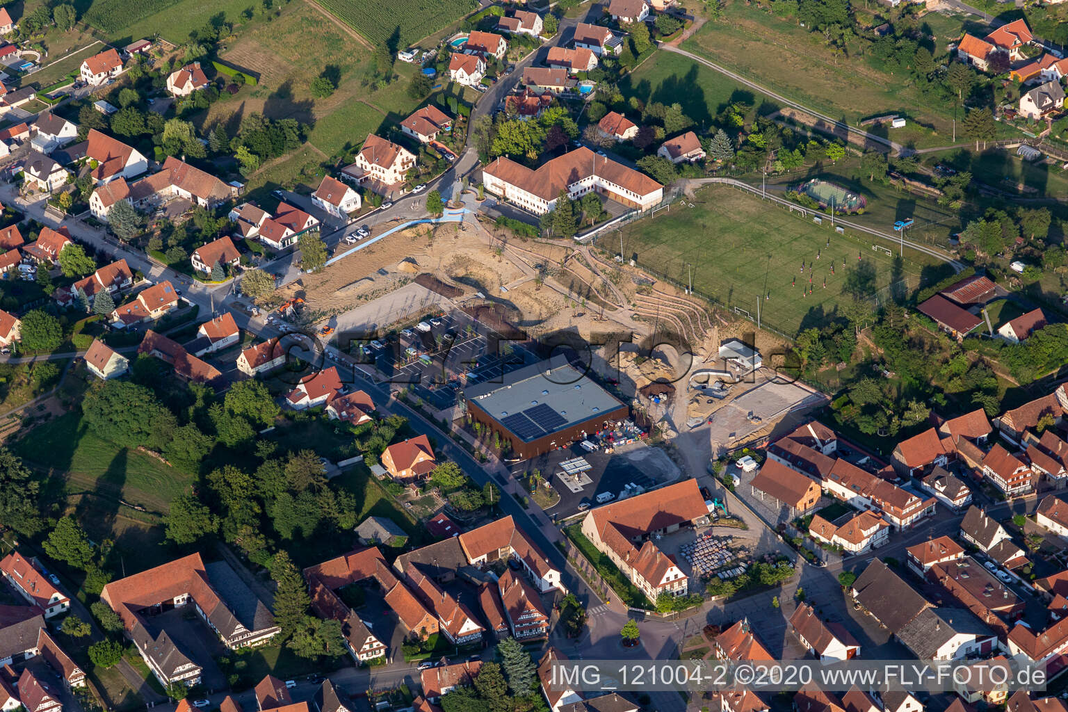 Seebach in the state Bas-Rhin, France viewn from the air