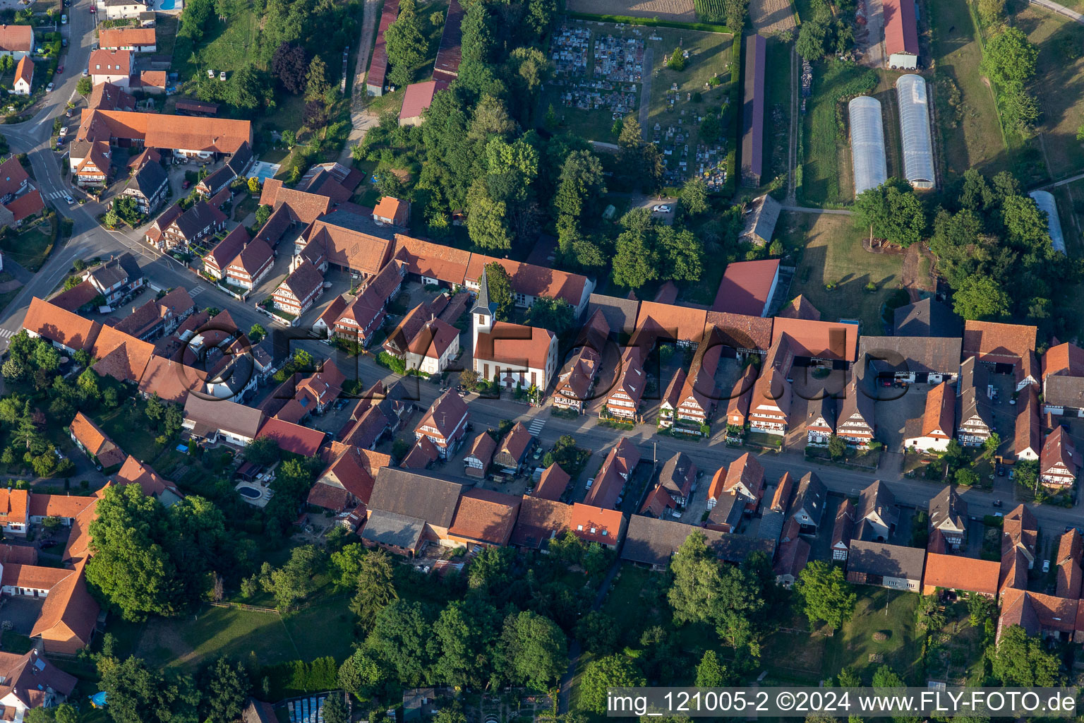 Drone recording of Seebach in the state Bas-Rhin, France