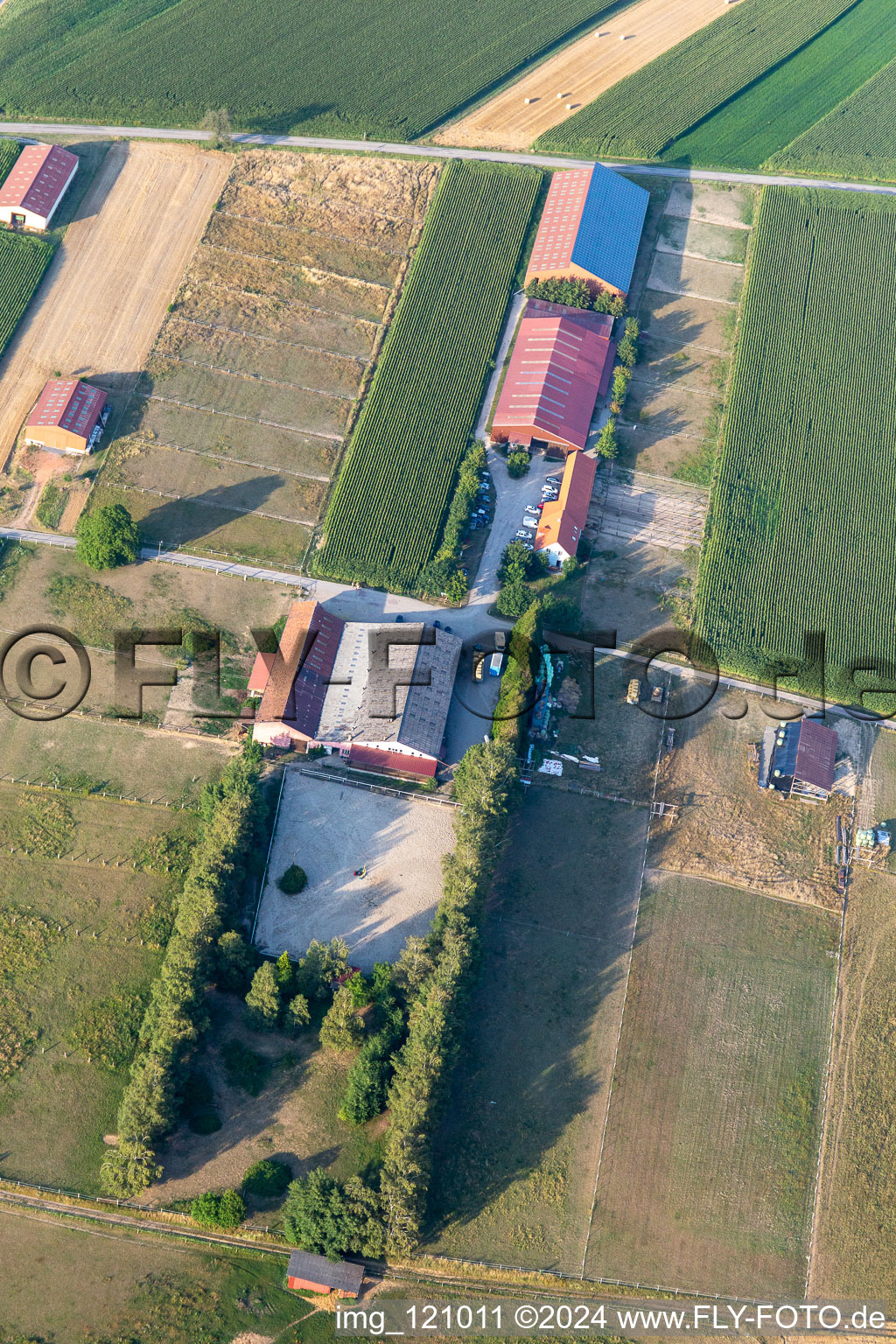 Aerial view of Ranch in Seebach in the state Bas-Rhin, France