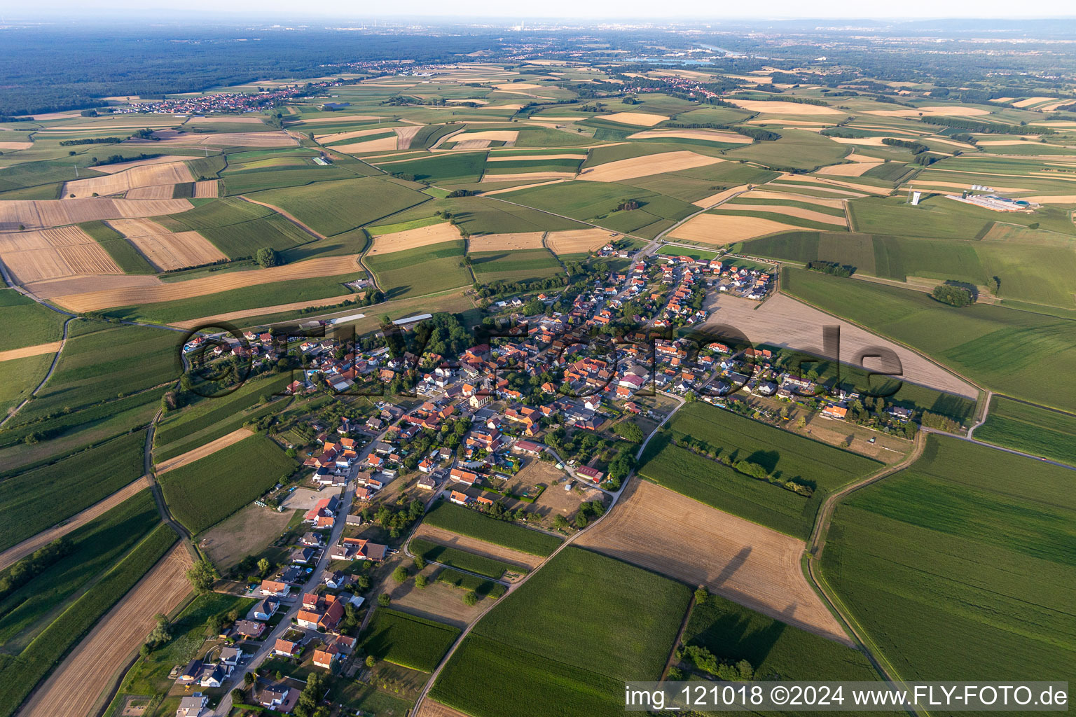 Aerial photograpy of Oberlauterbach in the state Bas-Rhin, France