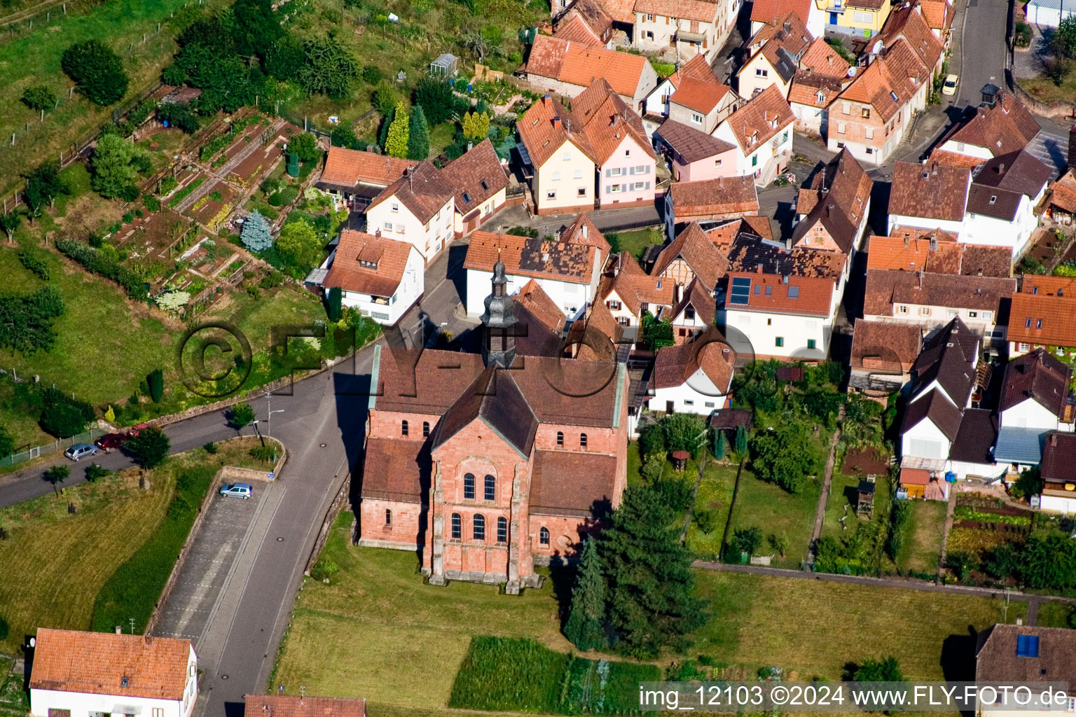 Church building of the der Monastery church Eussertal in the village of in Eusserthal in the state Rhineland-Palatinate