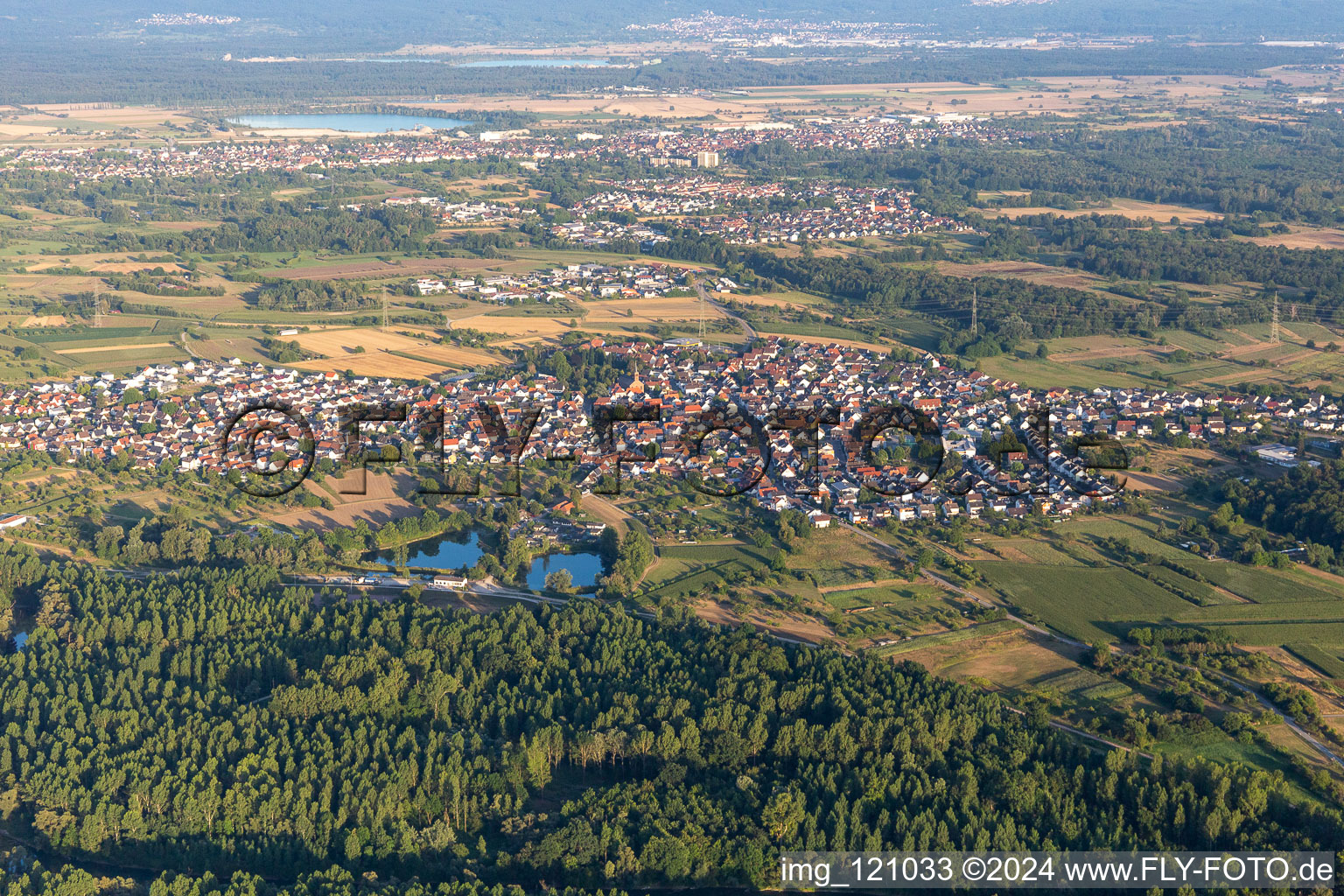 Bird's eye view of Au am Rhein in the state Baden-Wuerttemberg, Germany