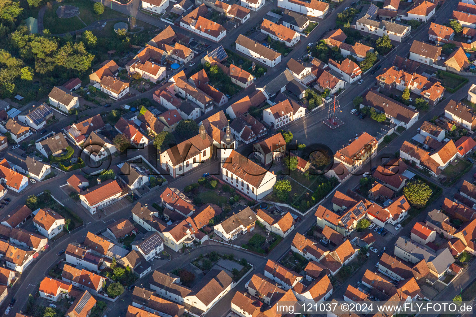 Aerial view of District Neuburg in Neuburg am Rhein in the state Rhineland-Palatinate, Germany