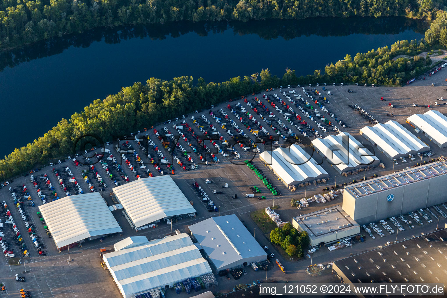 Oblique view of Daimler truck plant in Wörth am Rhein in the state Rhineland-Palatinate, Germany