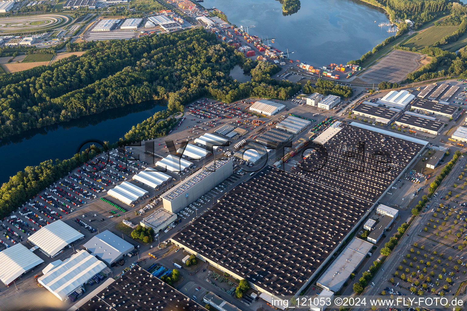 Daimler truck plant in Wörth am Rhein in the state Rhineland-Palatinate, Germany from above