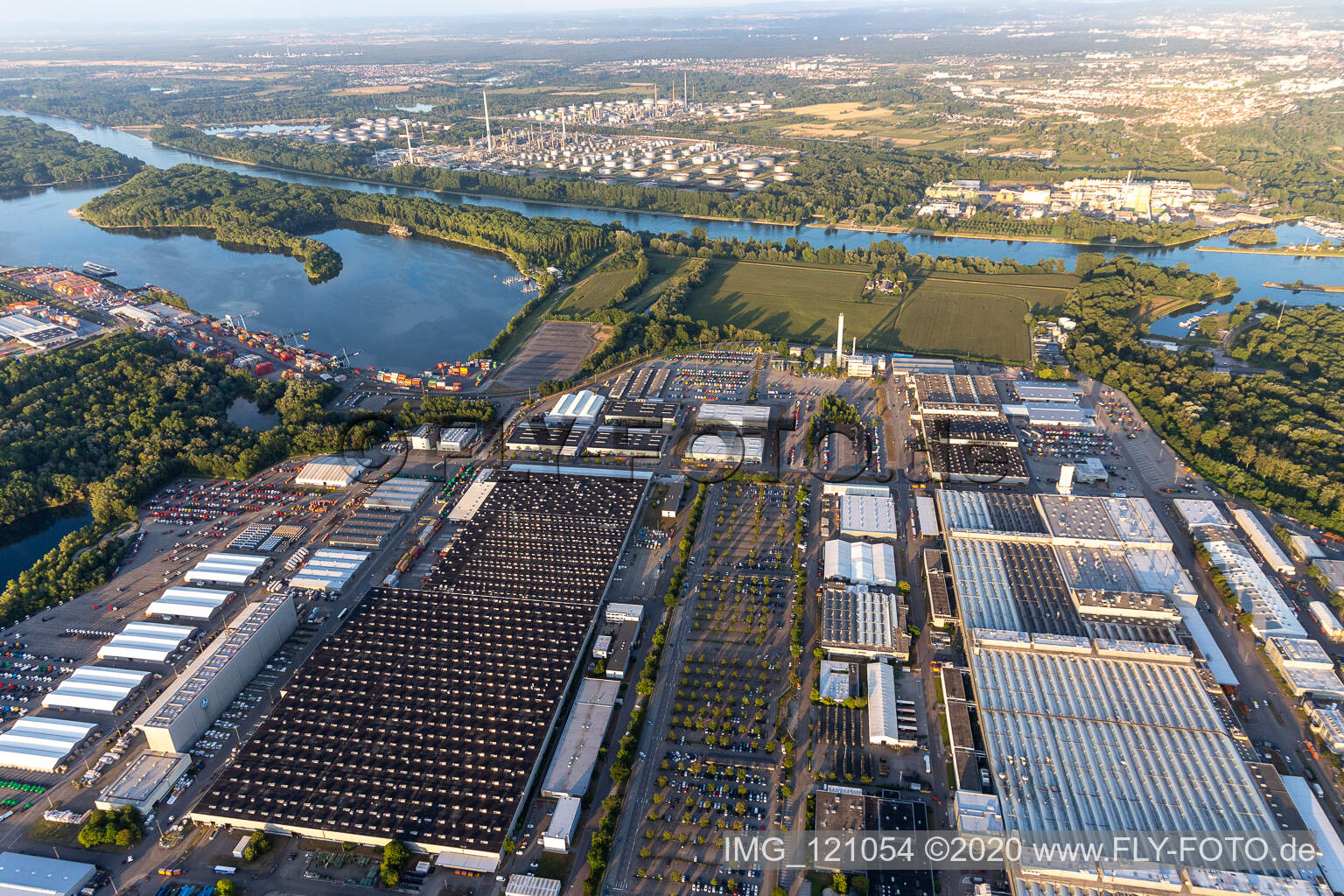 Daimler truck factory in Wörth am Rhein in the state Rhineland-Palatinate, Germany out of the air